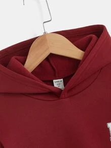 SHEIN 青少年男生字母印花帽衫，保暖多功能，適合春秋日常穿著