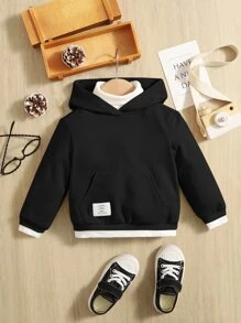 SHEIN Baby Patch Detail 2 In 1 Hoodie - Black - View 1
