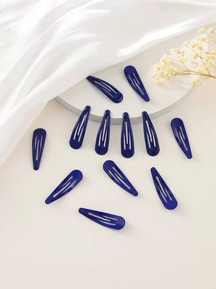 12個 ヘアクリップ 無地 デイリーユース 女の子ヘアスタイル カジュアル クロークリップ ヘアクロー ヘアバレッタ ヘアアクセサリー ヘッドアクセサリー - ネイビーブルー - 見る 3