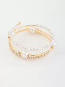 1pc Elegant And Creative Faux Pearl & Rhinestone Encrusted Bracelet For Women's Fashion Party Accessory