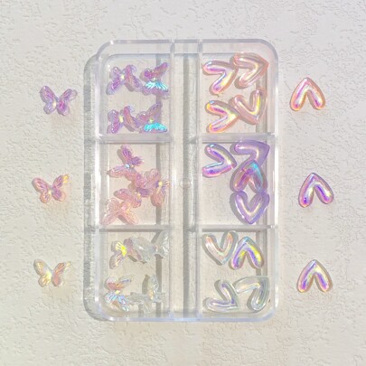 1box Butterfly & Heart Shaped Nail Art Decoration