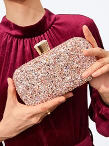 Quyến rũ, thanh lịch, tinh tế, yên tĩnh Sequin sang trọng, sành điệu, sang trọng, sáng bóng Mini Long lanh giả ngọc trai trang trí chuỗi hộp, ví cô dâu hoàn hảo cho đám cưới, túi buổi tối và sự kiện tiệc tùng, túi ăn tối cho cô gái dự tiệc, phụ nữ - Vàng - Xem 1