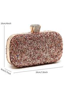 Quyến rũ, thanh lịch, tinh tế, yên tĩnh Sequin sang trọng, sành điệu, sang trọng, sáng bóng Mini Long lanh giả ngọc trai trang trí chuỗi hộp, ví cô dâu hoàn hảo cho đám cưới, túi buổi tối và sự kiện tiệc tùng, túi ăn tối cho cô gái dự tiệc, phụ nữ - Vàng - Xem 4