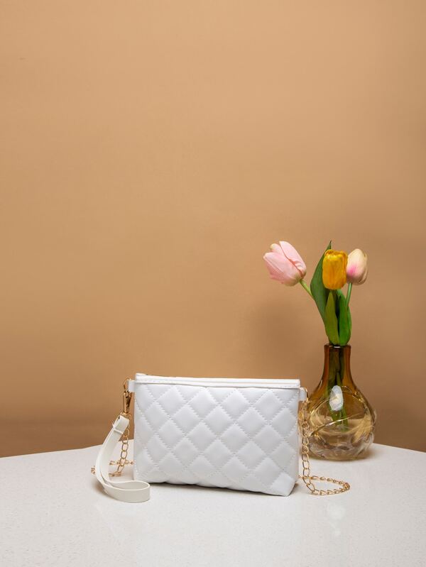 Mini Quilted Embossed Crossbody Chain Bag SHEIN USA