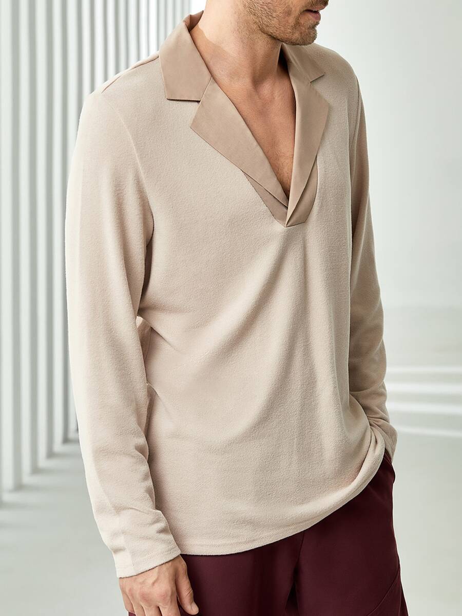 Manfinity Men Lapel Neck Polo Shirt - Khaki - View 1