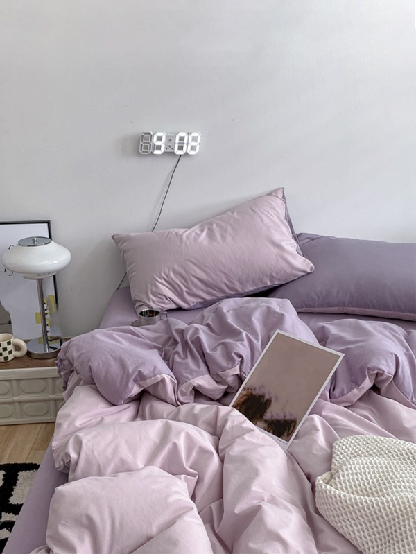 3pcs Purple & Pink Dorm/Bedroom Bedding Set, 1pc Duvet Cover & 2pcs Pillow Shams, Ultra Soft, Machine Washable, No Filling Included