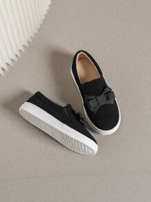 女孩蝴蝶結裝飾一腳蹬鞋 - 黑色 - 查看 5