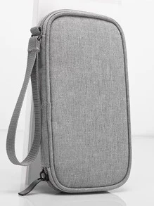 1pc Data Cable Storage Bag - Grey - View 1