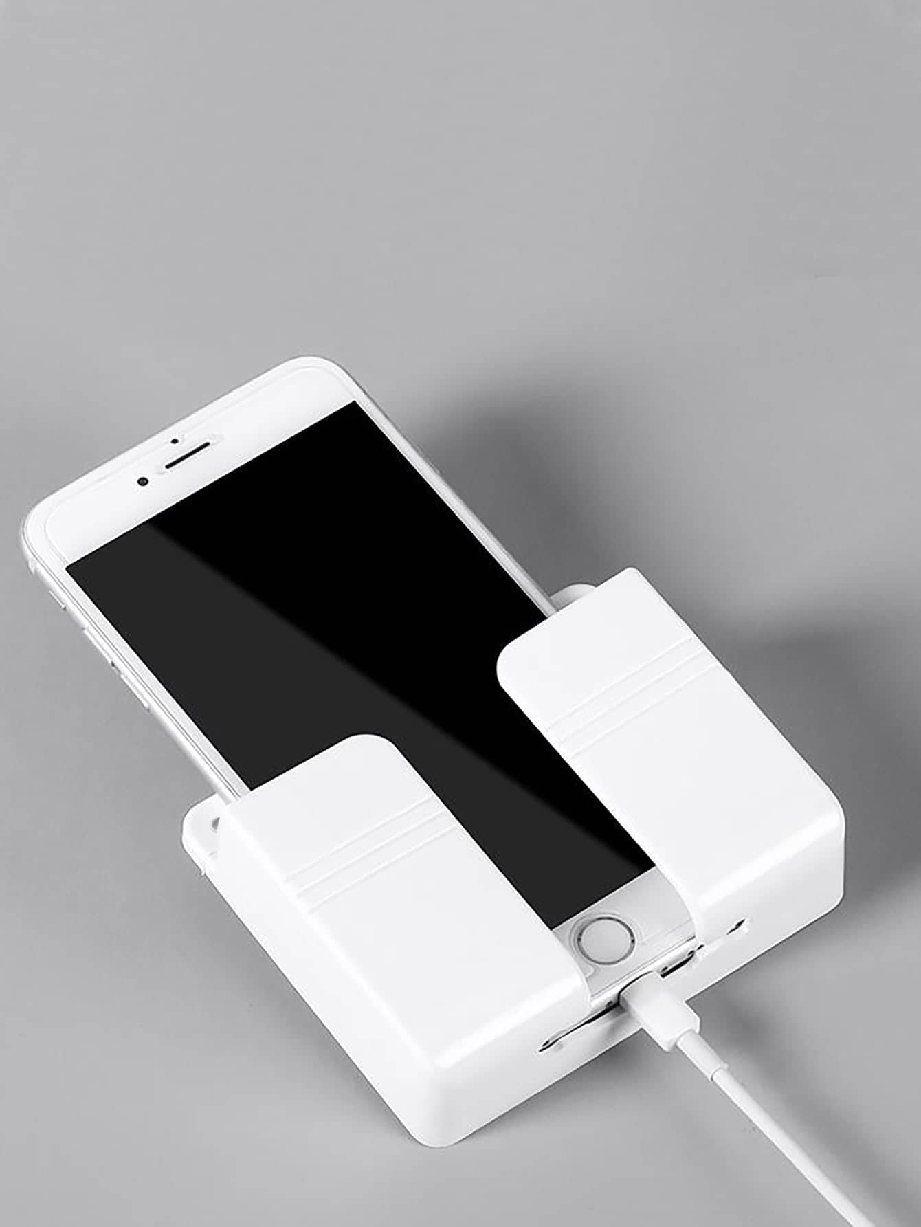 1pc Wall Mount Mobile Phone Charging Rack, Creative Multifunction Remote Control Storage Box, Bedside Container Rack For Charging Room Decor