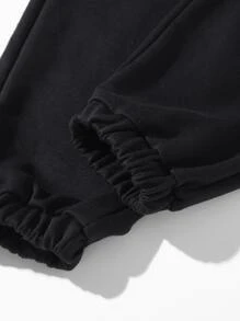 Toddler Girls Leopard And Heart Print Pullover & Joggers - Black - View 5