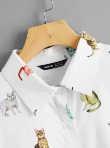 Mulvari Chemisier avec motif chat et boutons
