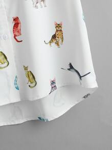 Mulvari Chemisier avec motif chat et boutons