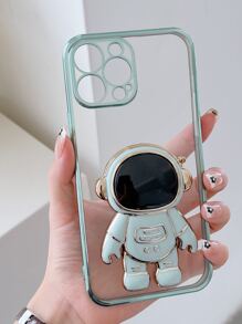 Funda para móvil transparente enchapado con agarre de teléfono sobresaliente - verde menta - Ver 1