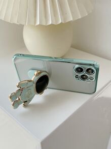 Funda para móvil transparente enchapado con agarre de teléfono sobresaliente - verde menta - Ver 4