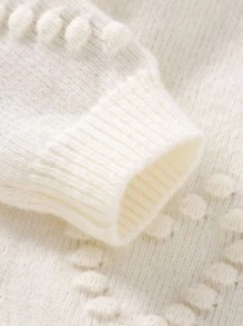 Toddler Girls Heart Pattern Popcorn Knit Jumper - Beige - View 3