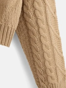 Girls Cable Knit Turtleneck Jumper - Khaki - View 4