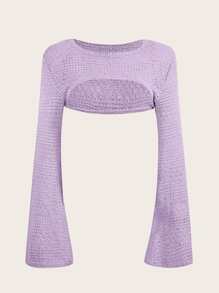 SHEIN ICON Solid Super Crop Jumper - Lilac Purple - View 1