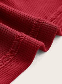 SHEIN ICON Solid Color Knitted Women Simple Tube Top, Suitable For Daily Or Vacation - Burgundy - View 4