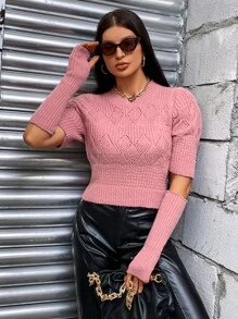 Áo len nữ màu trơn Giải trí - Hồng - Xem 7