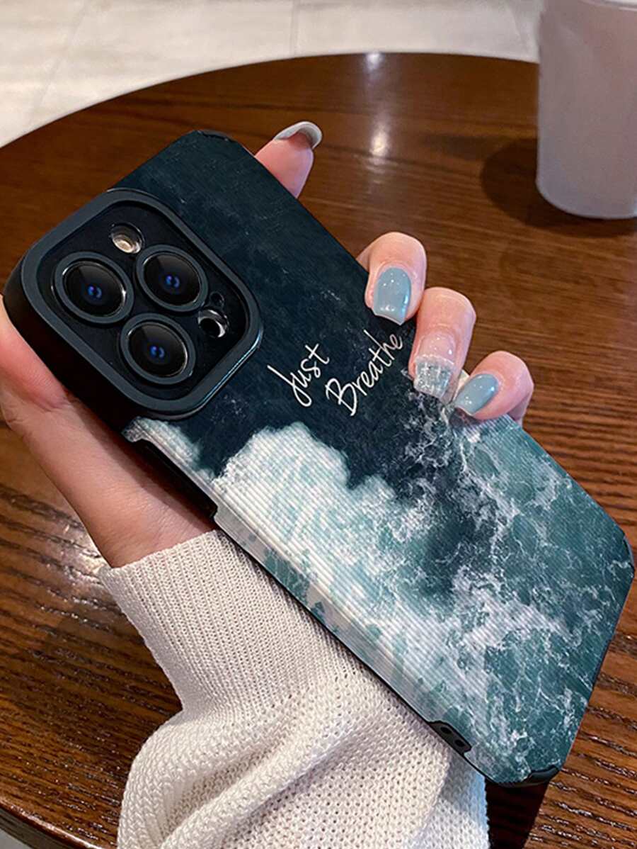 Beach Letter Graphic Phone Case Compatible With IPhone 11,IPhone 13,IPhone 14 Pro Max Waterproof Shockproof Anti-Fall Scratch Resistant - Multicolor - View 1