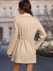 SHEIN Clasi Abrigo de cuello con solapa con botón de cintura con cordón - Albaricoque - Ver 2