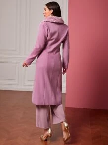 Modelyn 毛茸茸翻領單釦花呢外套 - 紫丁香色 - 查看 2