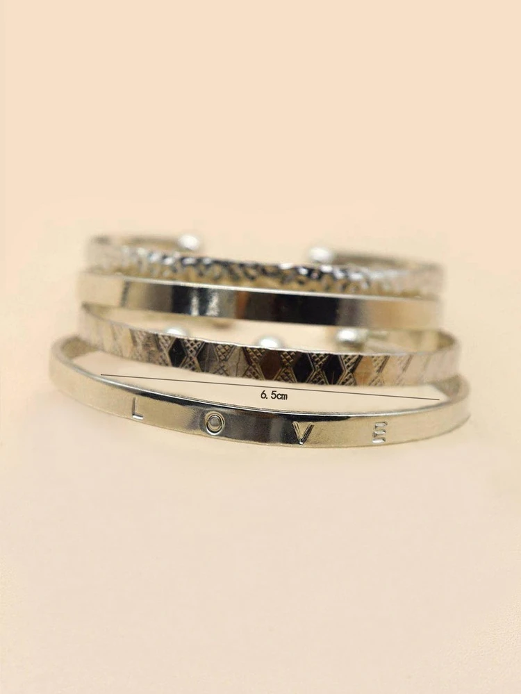 4pcs Letter Graphic Bangle