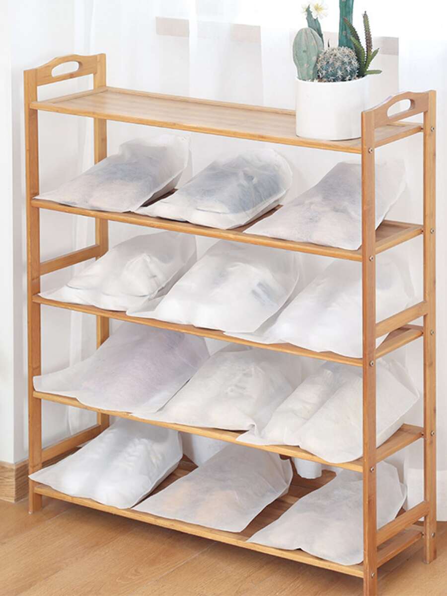 5pcs Plain Disposable Shoes Laundry Bag - White - View 1