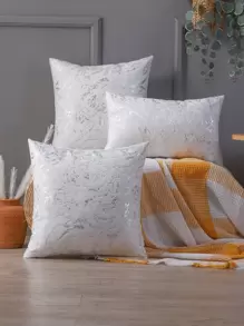 1pc Silver Thread Snowy Organza Jacquard Pillowcase - Multicolor - View 10