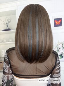 Tóc giả màu nâu nổi bật màu xanh lam dài vừa phải có tóc mái Tóc giả nữ thời trang 16 inch Tóc giả tổng hợp chịu nhiệt sử dụng hàng ngày thân thiện với người mới bắt đầu, Thích hợp cho nhiều dịp khác nhau, bao gồm Thứ Sáu Đen, Giáng sinh, Năm mới, tiệc tùng, kỳ nghỉ, mùa đông - Nhiều màu - Xem 3