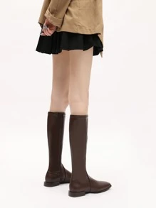 Side Zip Chunky Heeled Classic Boots - Mocha Brown - View 5