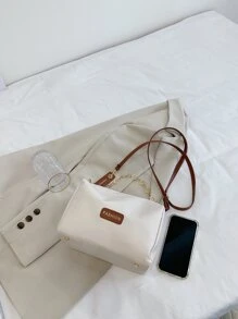 Không thấm nước, nhẹ, túi đựng chi tiết bản vá chữ cái dành cho doanh nhân thông thường dành cho nữ tuổi teen Sinh viên đại học, tân binh và công nhân cổ trắng Hoàn hảo cho văn phòng, đại học, công việc, kinh doanh, đi làm - trắng - Xem 4
