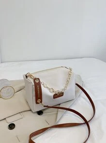 Không thấm nước, nhẹ, túi đựng chi tiết bản vá chữ cái dành cho doanh nhân thông thường dành cho nữ tuổi teen Sinh viên đại học, tân binh và công nhân cổ trắng Hoàn hảo cho văn phòng, đại học, công việc, kinh doanh, đi làm - trắng - Xem 7