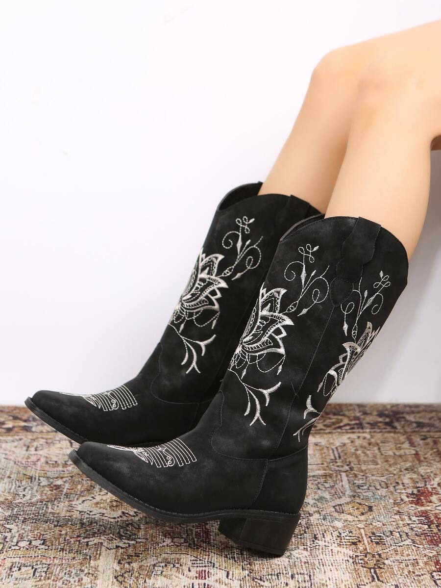 Pattern Print Floral Swan Men Women Leather Boots main image 1