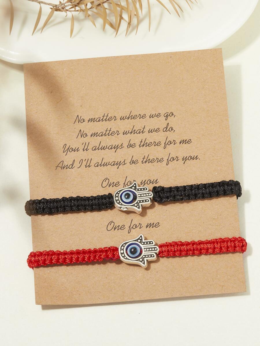 2 cái Chi tiết Mắt Ác Hamsa Tay Trang Trí Nội Thất Bện Vòng Tay - Nhiều màu - Xem 1