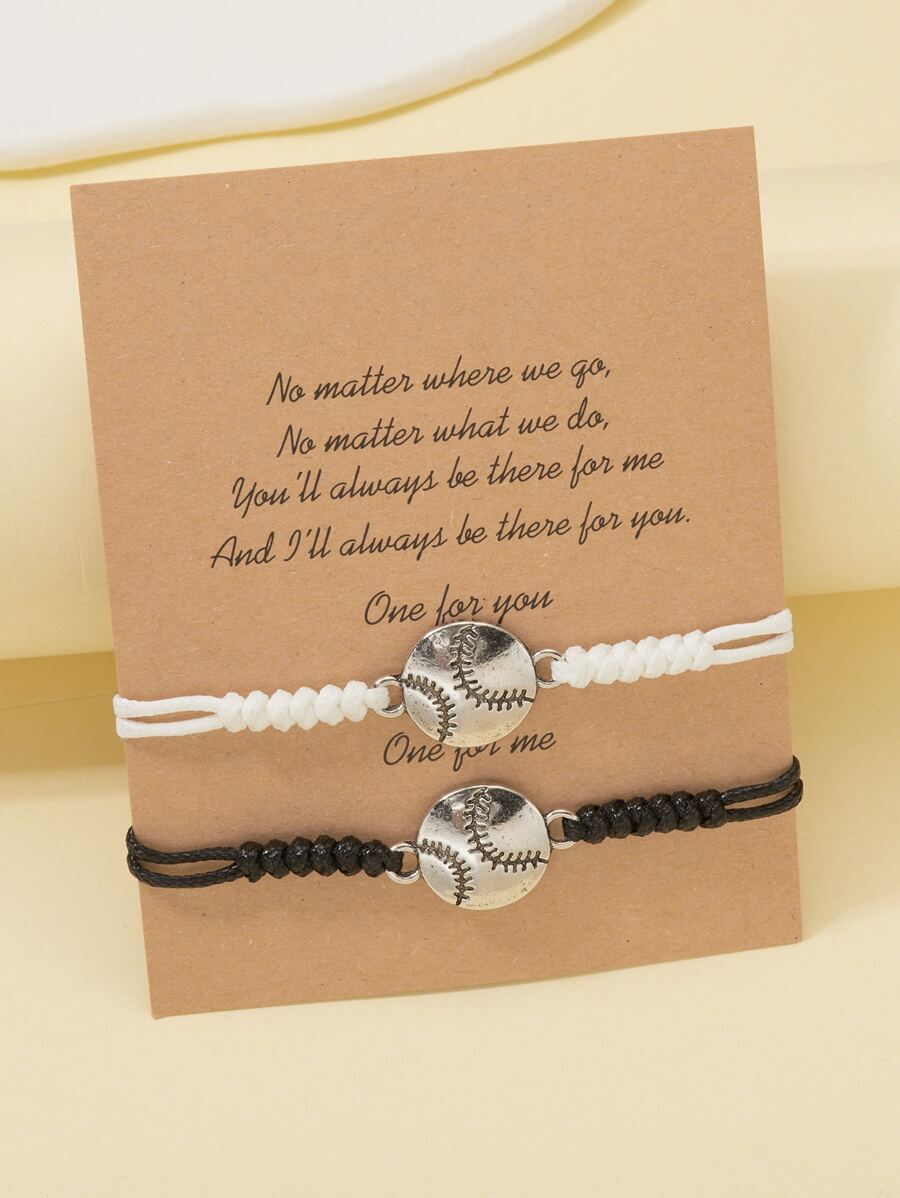 2 cái vòng đeo tay trang trí bóng chày - Bạc - Xem 1