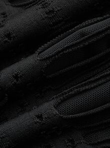 ROMWE PUNK Plus Hollow Out Sheer Top Without Belt - Black - View 4