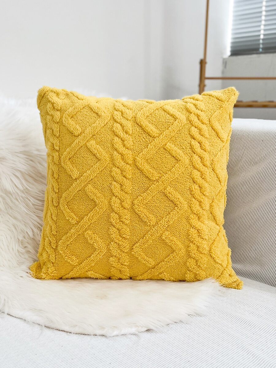 Funda de cojín sin relleno con diseño geométrico - Amarillo - Ver 1