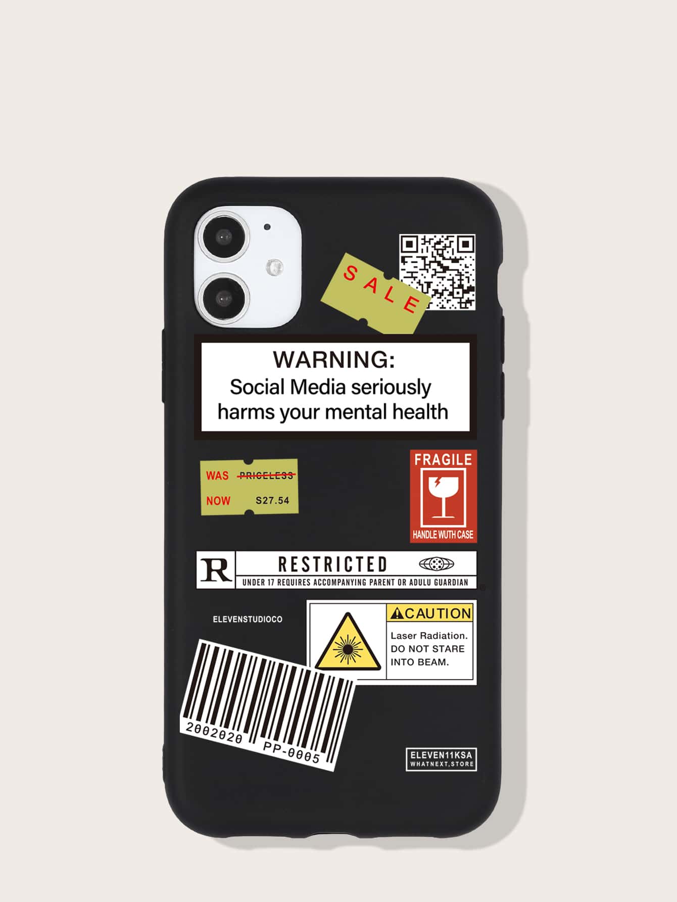 Ốp lưng điện thoại họa tiết cảnh báo Ngày của Cha, tương thích với iPhone phiên bản quốc tế, không phải phiên bản nội địa. - màu đen - Xem 1