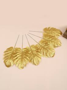 6pcs Metallic Artificial Tropical Leaf - Gold - View 2