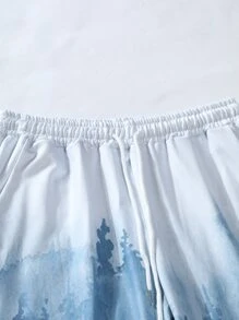 Manfinity Homme 男士樹圖案抽繩連帽衫和運動褲 - 藍白色 - 查看 6