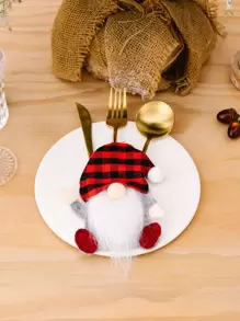 1件圣诞装饰包括侏儒餐具套装和无脸老人餐具袋。餐具套装可用于节日接待和家居装饰。 - 彩色 - 查看 1