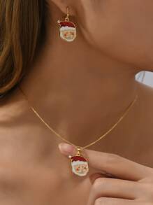 3pcs Christmas Santa Claus Decor Jewelry Set - Multicolor - View 3