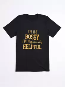 SHEIN LUNE Plus Slogan Graphic Tee - Black - View 6