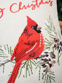 聖誕鳥和標語刺繡靠墊套不附帶墊芯 - 彩色 - 查看 4