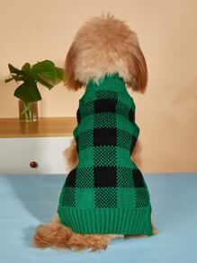 Plaid Print Pet Sweater - Multicolor - View 1
