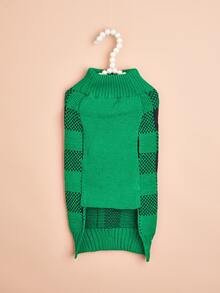 Plaid Print Pet Sweater - Multicolor - View 4