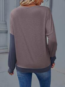 SHEIN LUNE Colorblock Drop Shoulder Sweatshirt - Multicolor - View 2