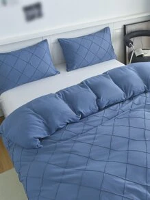 Pintuck Duvet Cover Set Without Filler - Blue - View 1