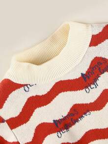 Niñas Jersey con patrón de dibujos animados de hombros caídos - Multicolor - Ver 7